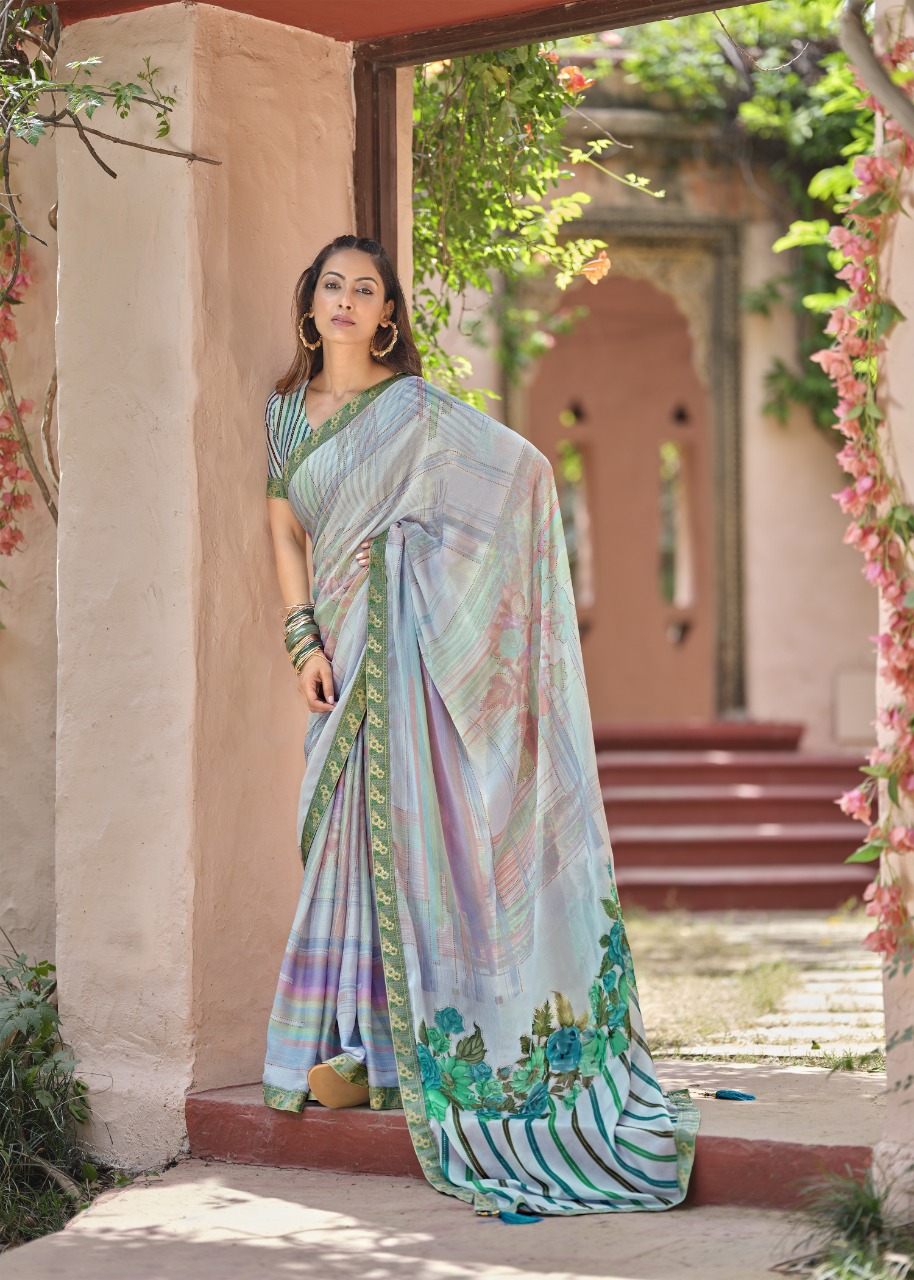 vallabhi print paavani chiffon attractive look saree catalog