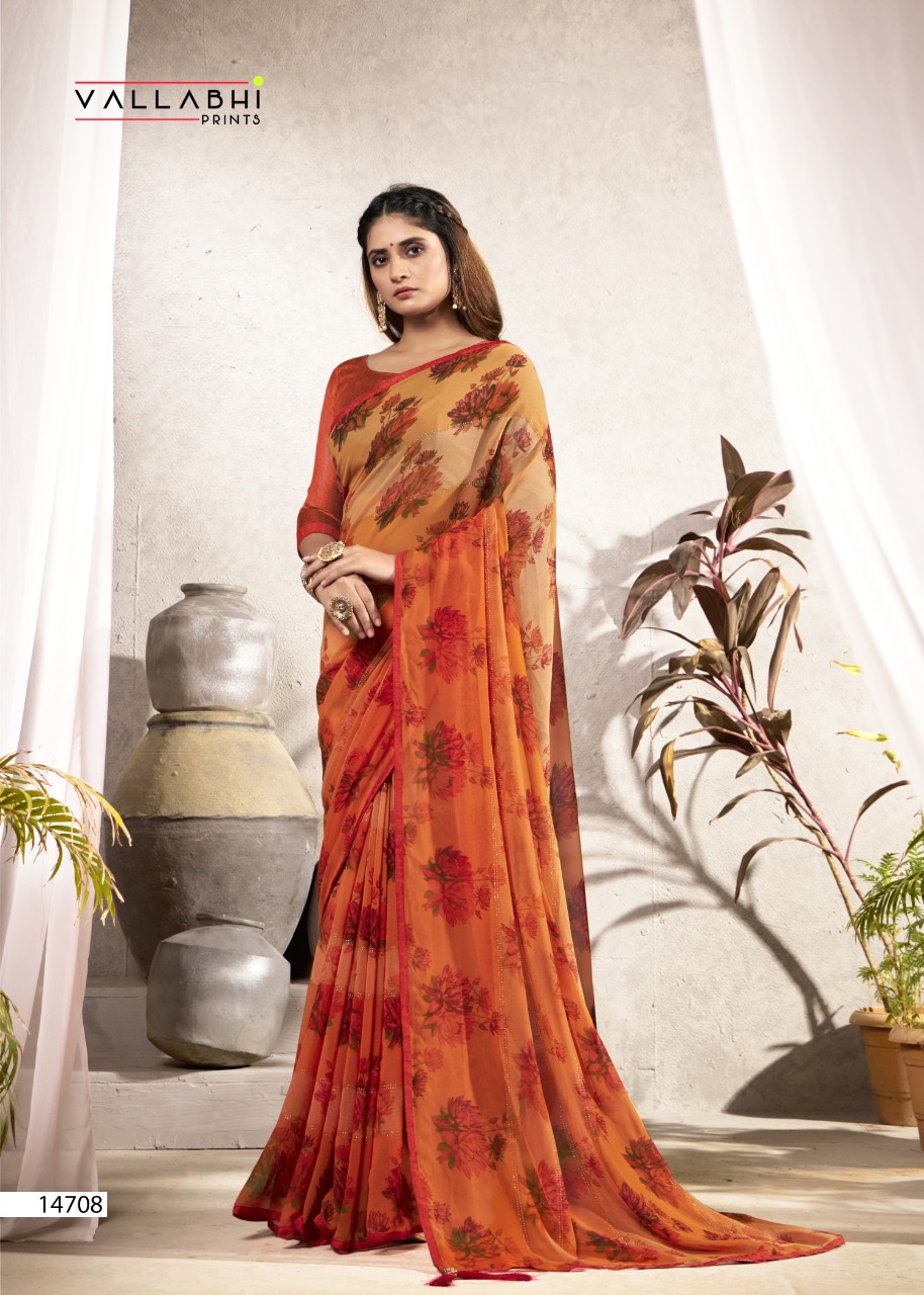 vallabhi print soniya georgette astonishing saree catalog