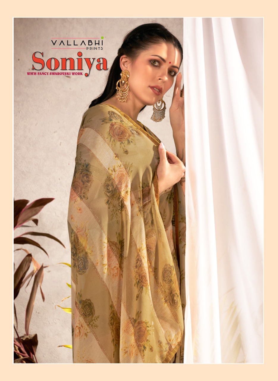 vallabhi print soniya georgette astonishing saree catalog