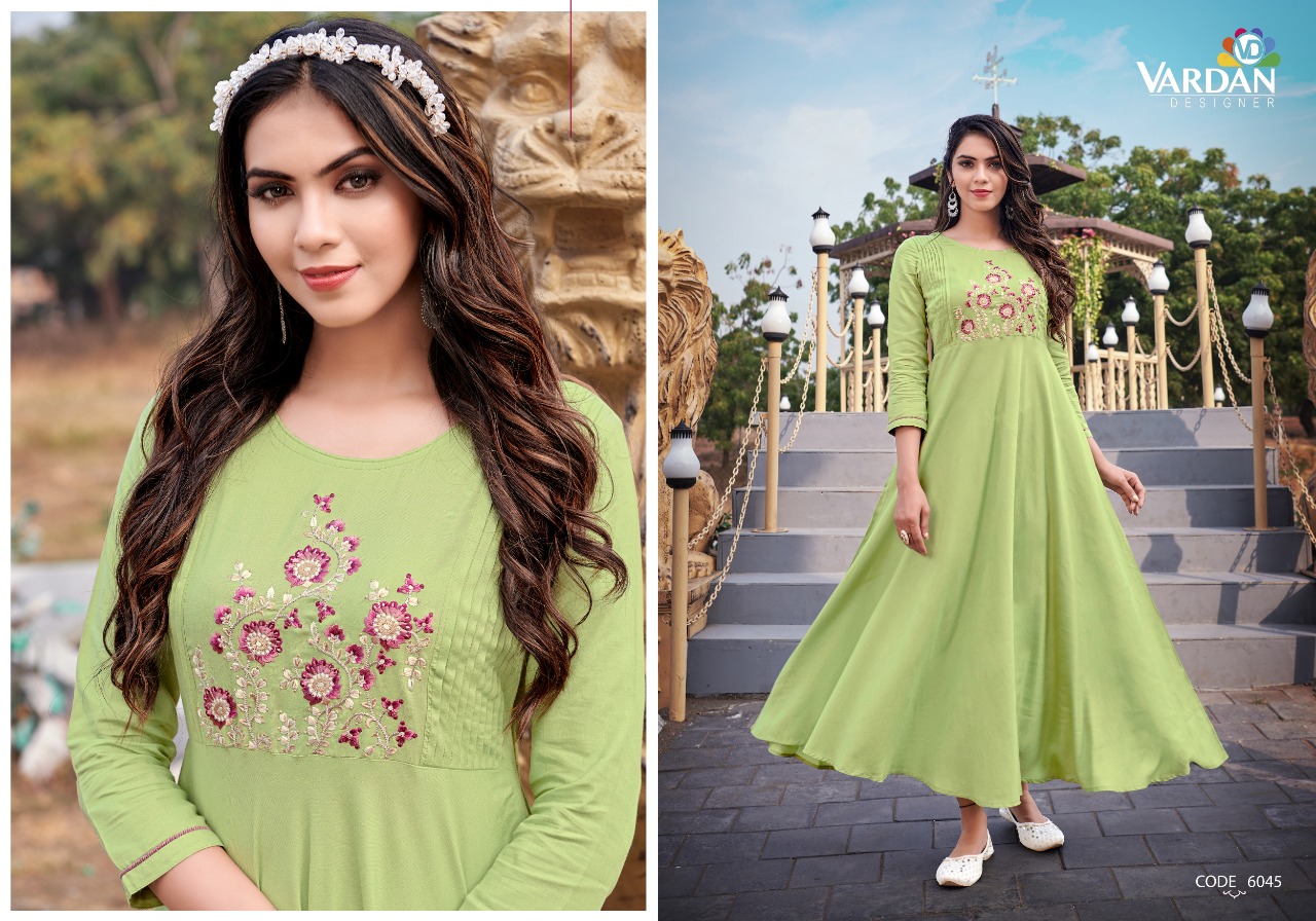 vardan designer ravia vol 2 rayon elegant kurti catalog