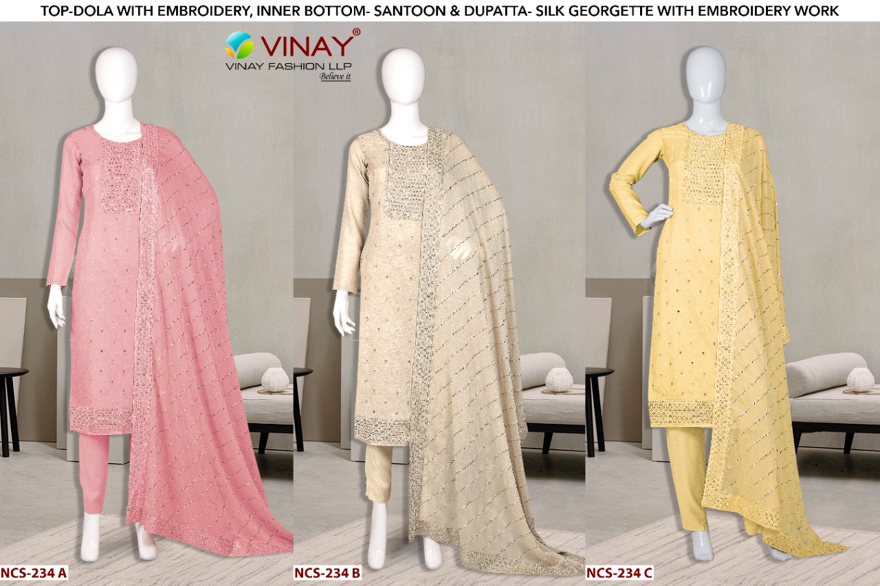 vinay fashion ncs 234 dola gorgeous look salwar suit catalog