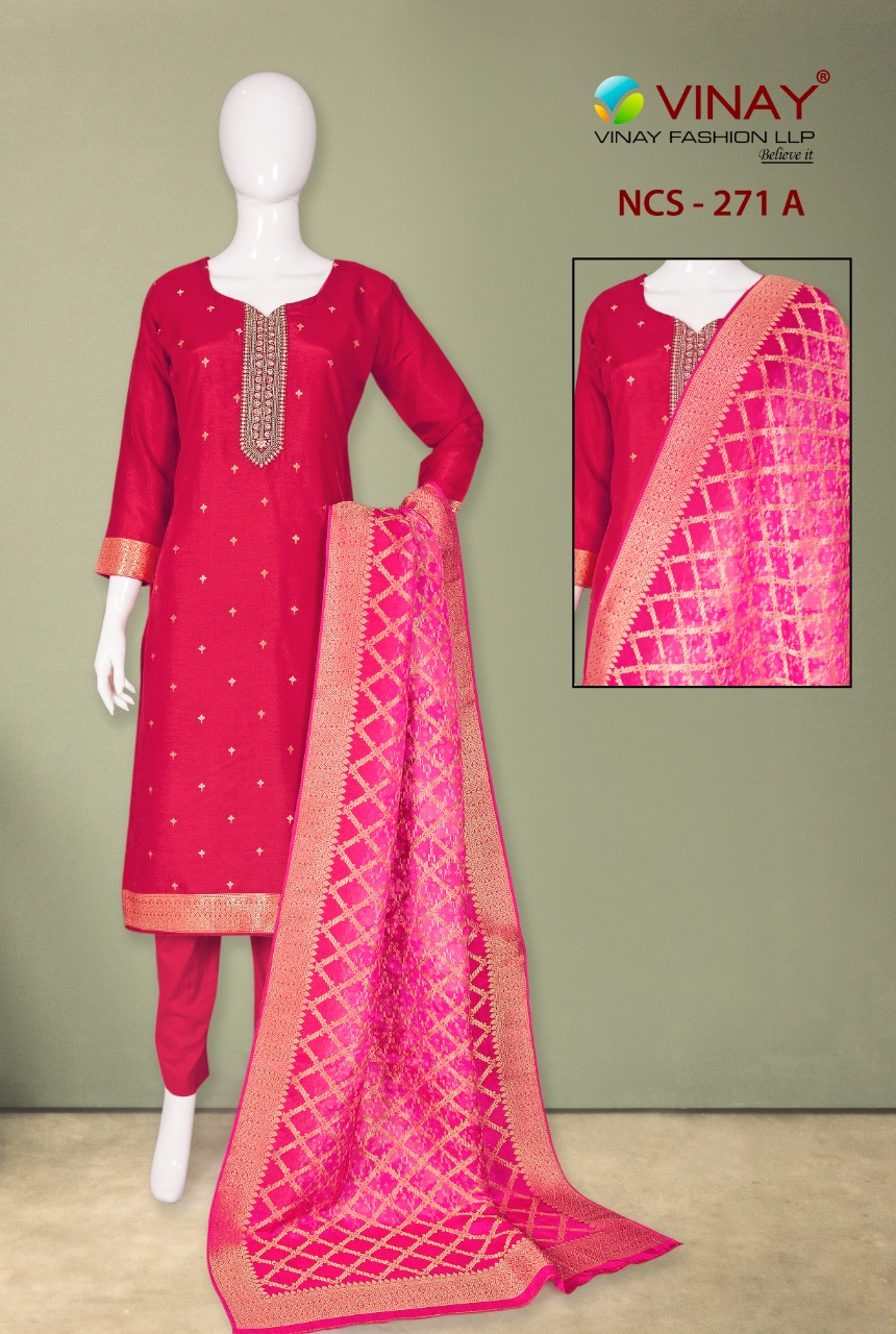 vinay fashion ncs 271 dola jacouard festive look salwar suit catalog