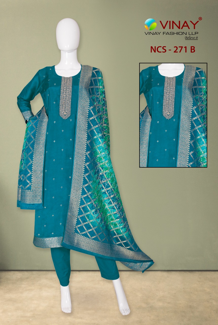 vinay fashion ncs 271 dola jacouard festive look salwar suit catalog