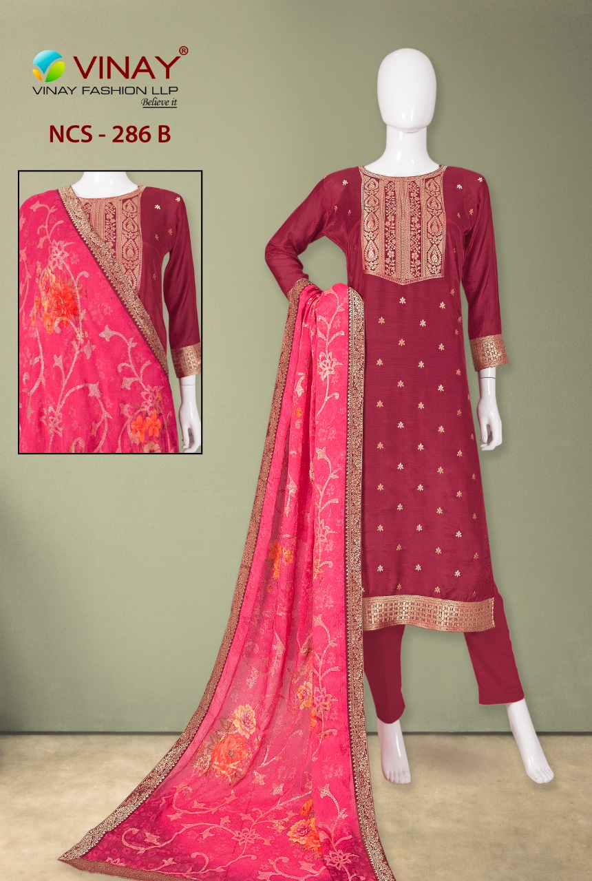 vinay fashion ncs 286 dola jacquard regal look salwar suit catalog