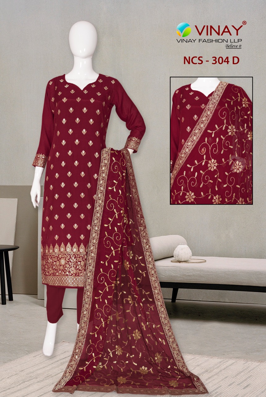 vinay fashion ncs 304 machlin decent look salwr suit catalog