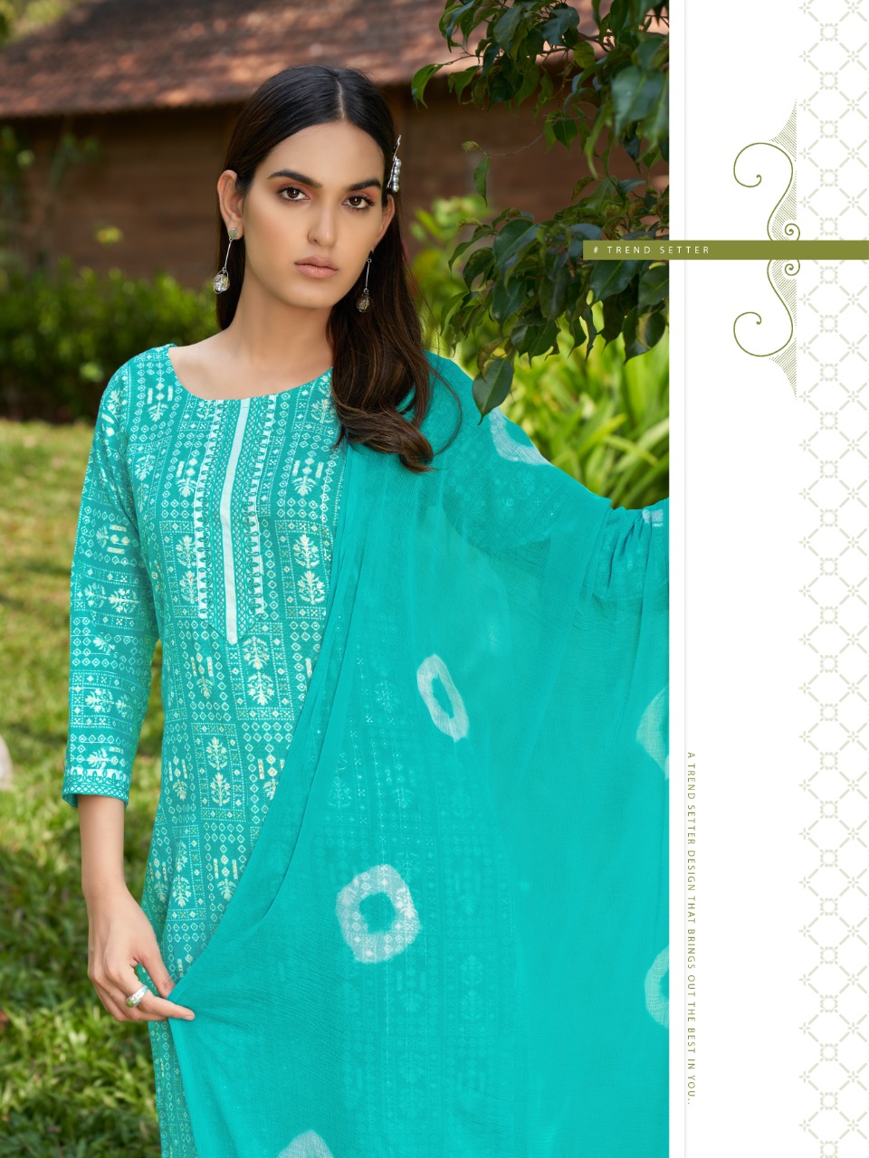 vitara fashion victoria reyon decent look top with pant and dupatta catalog