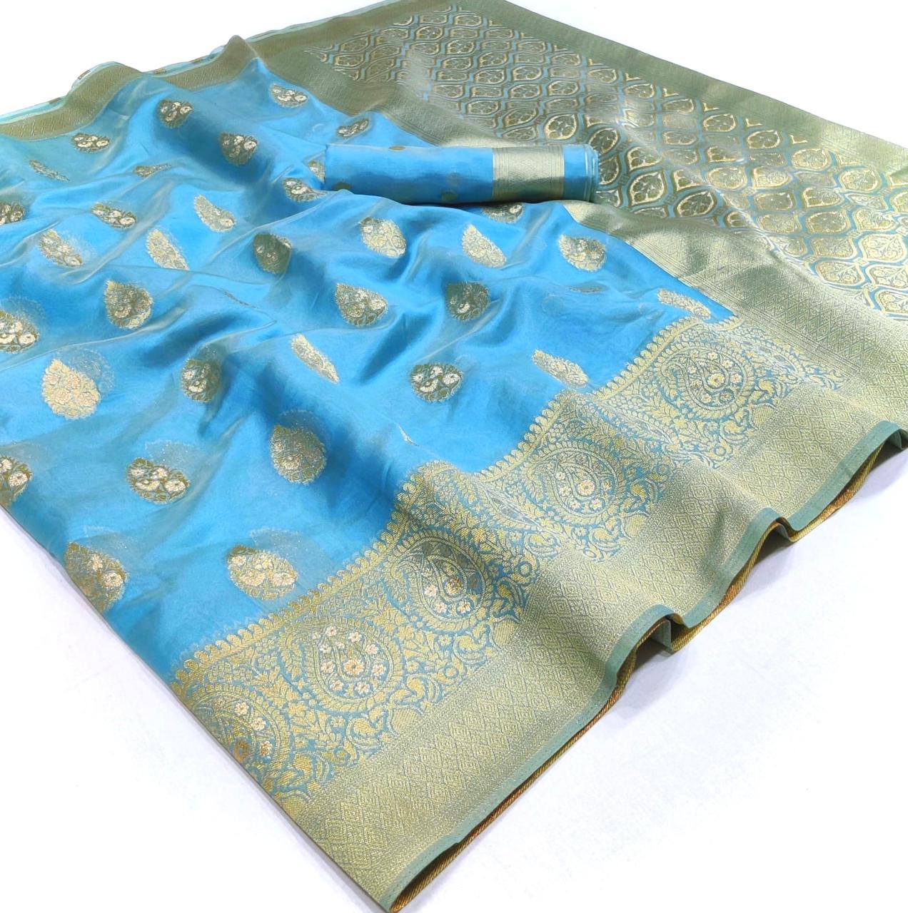 vivera international Jenifer3 Sarees Soft Banarasi Organza astonishing look saree catalog