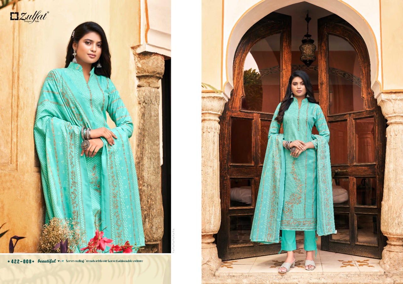 zulfat designer suit fitoor cotton decent print salwar suit catalog