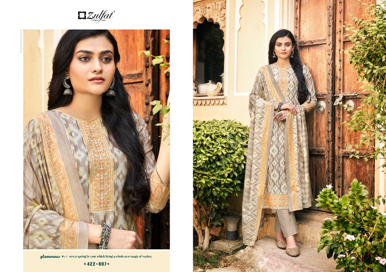 zulfat designer suit fitoor cotton decent print salwar suit catalog