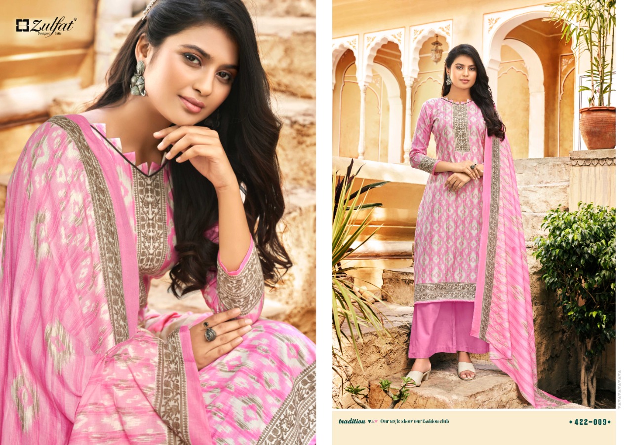 zulfat designer suit fitoor cotton decent print salwar suit catalog