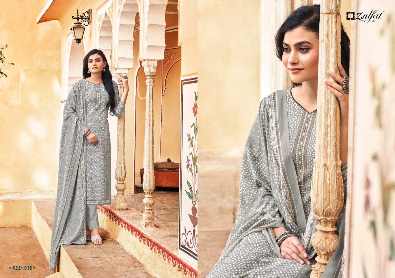 zulfat designer suit fitoor cotton decent print salwar suit catalog