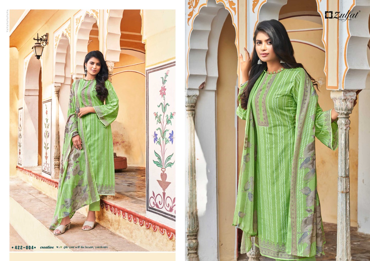 zulfat designer suit fitoor cotton decent print salwar suit catalog