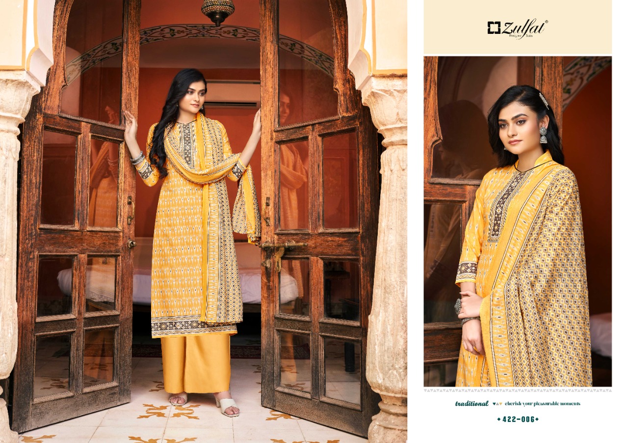 zulfat designer suit fitoor cotton decent print salwar suit catalog