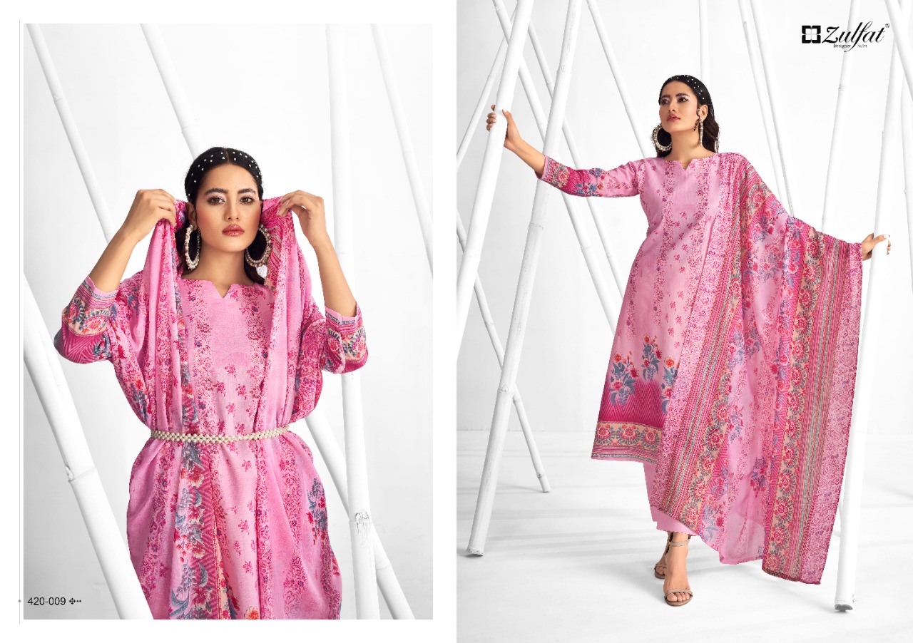 zulfat designer suit shaheen cotton decent print salwar suit catalog