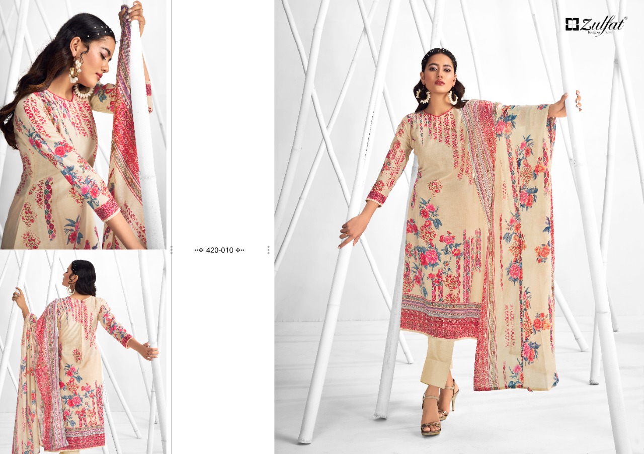 zulfat designer suit shaheen cotton decent print salwar suit catalog