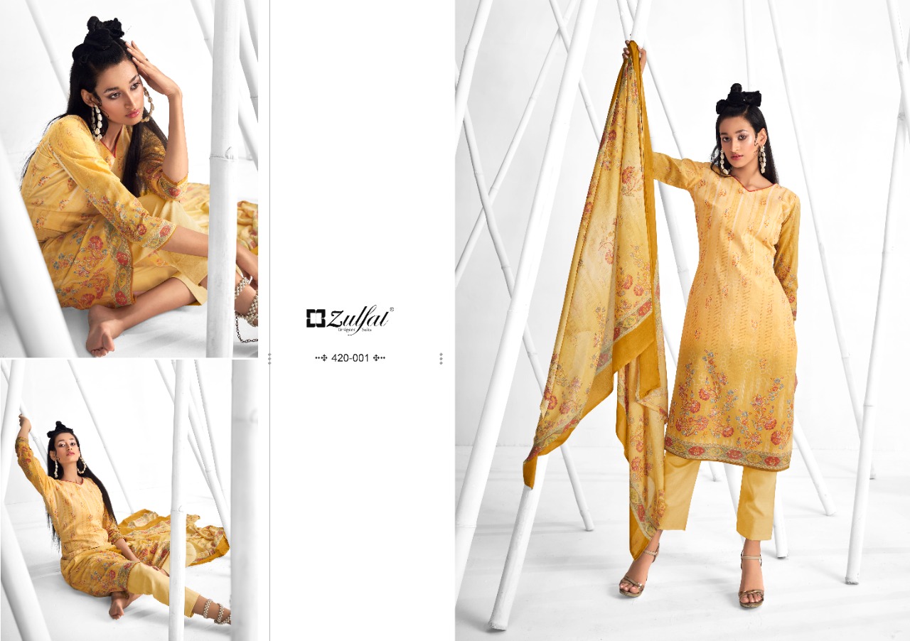 zulfat designer suit shaheen cotton decent print salwar suit catalog