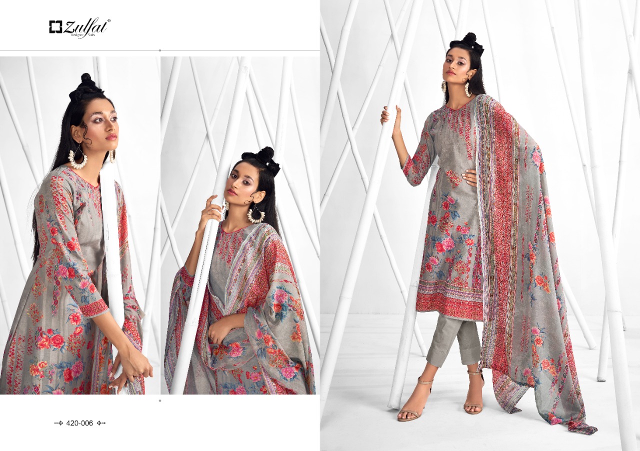 zulfat designer suit shaheen cotton decent print salwar suit catalog