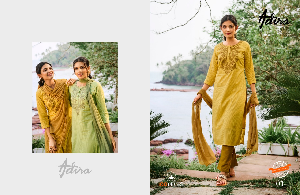 100 miles adira cotton new and modern style top bottom with dupatta catalog