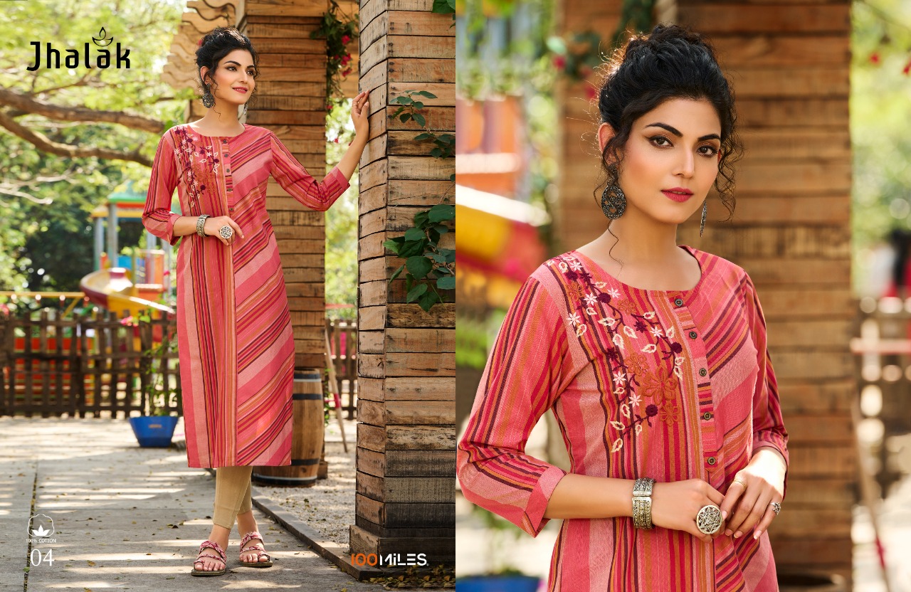 100 Miles jhalak cotton decent embrodairy look kurti catalog