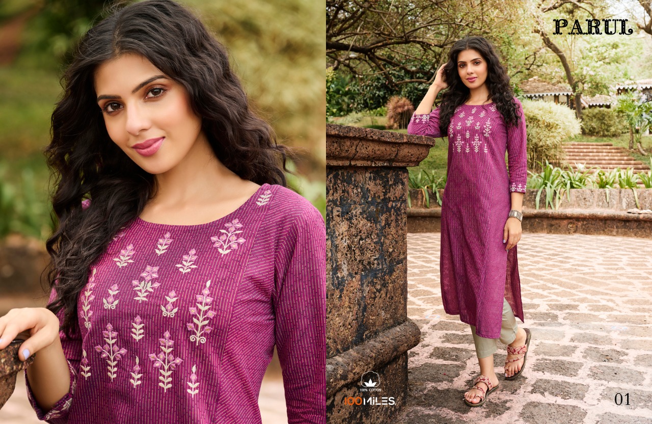 100 miles parul Jaquard Pure Cotton greaceful look kurti catalog