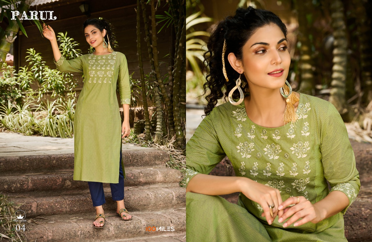 100 miles parul Jaquard Pure Cotton greaceful look kurti catalog