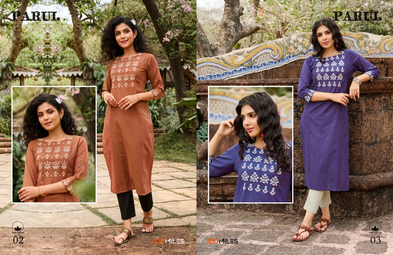 100 miles parul Jaquard Pure Cotton greaceful look kurti catalog