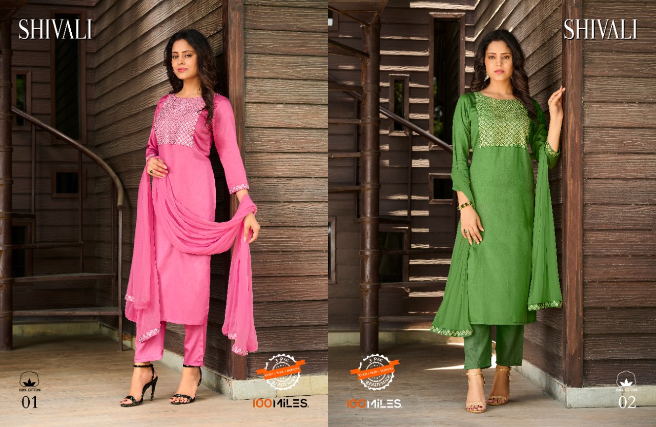 100 miles shivali cotton new and modern style top bottom with dupatta catalog