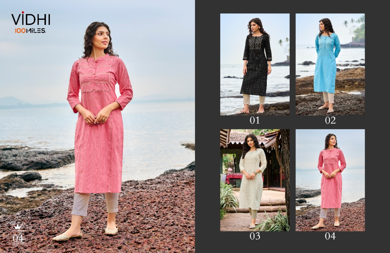 100 miles vidhi cotton decent look kurti catalog