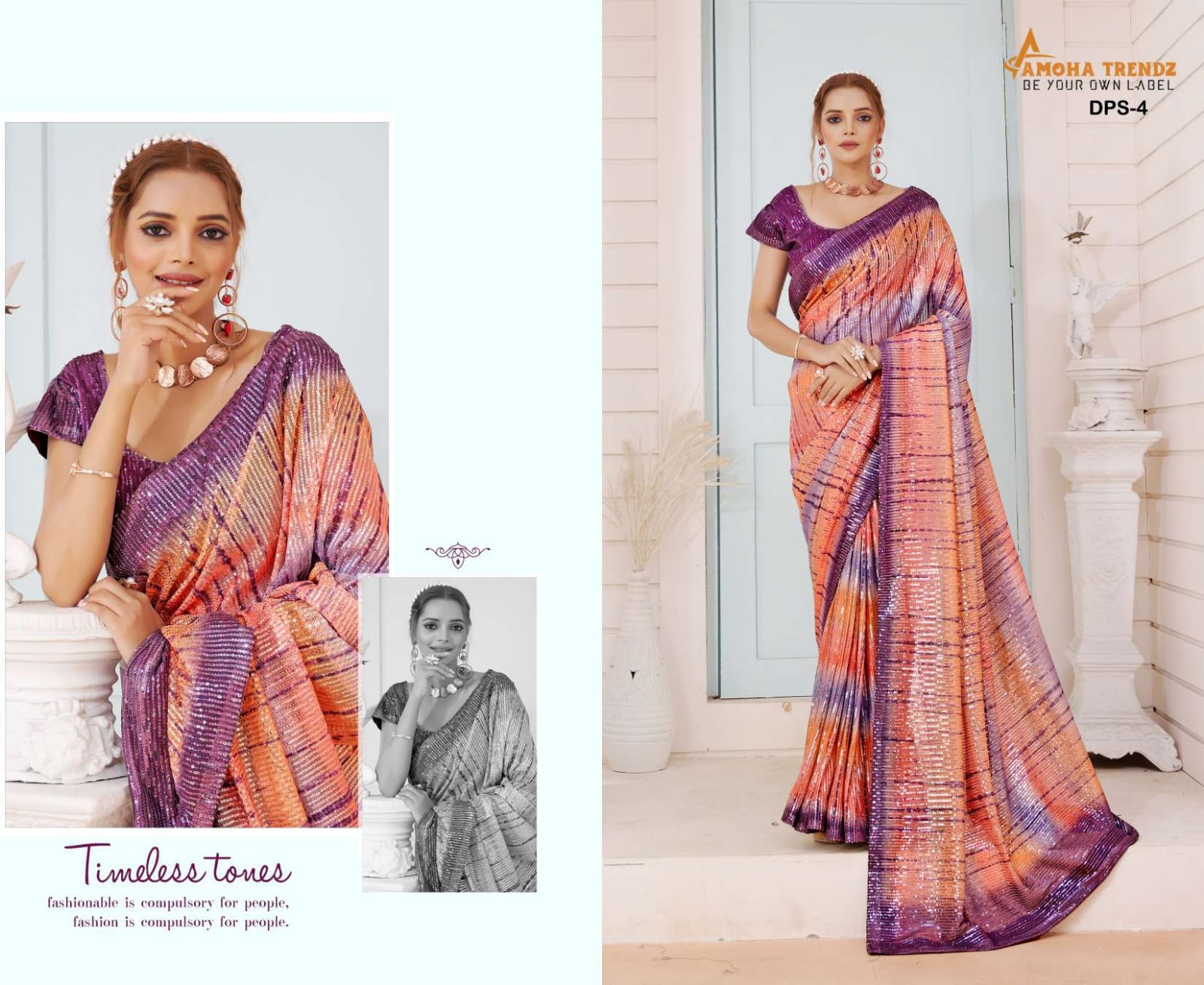 amoha tendz d no dps  sequence exclusive print saree catalog