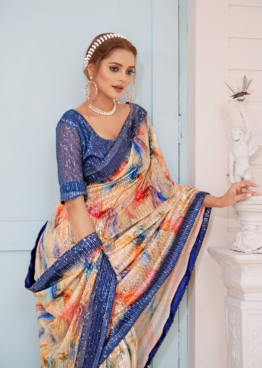 amoha tendz d no dps  sequence exclusive print saree catalog