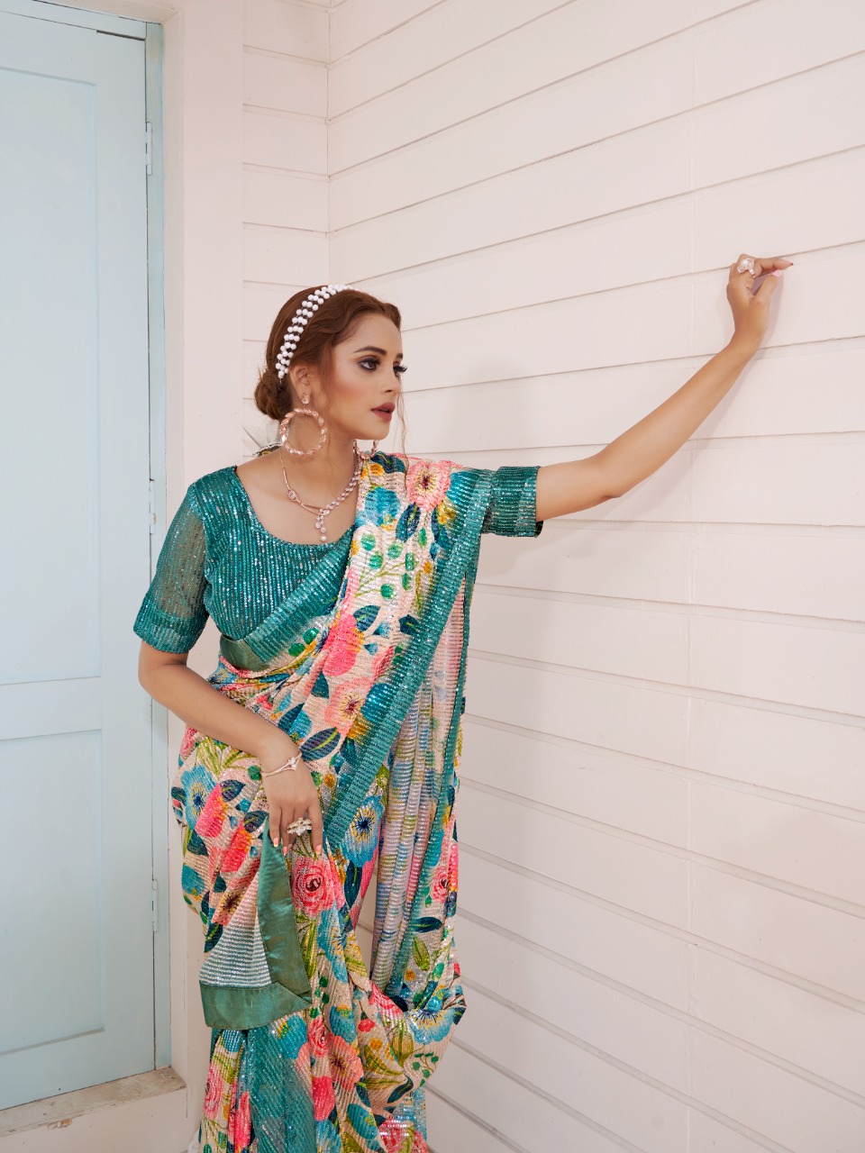 amoha tendz d no dps  sequence exclusive print saree catalog