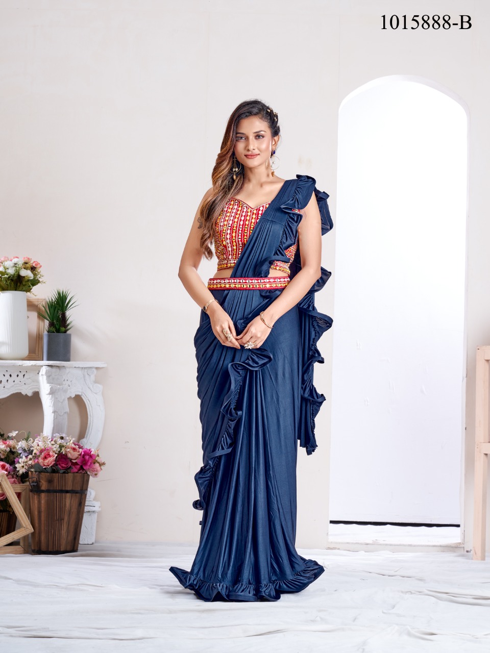 amoha trendz Design No 1015888 Imported lycra attractive saree catalog