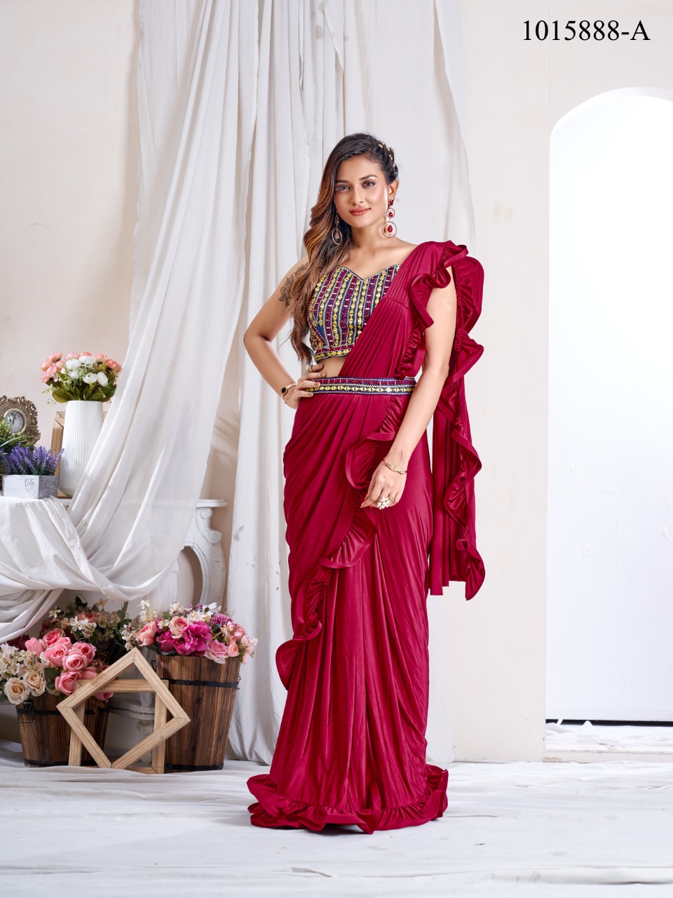 amoha trendz Design No 1015888 Imported lycra attractive saree catalog