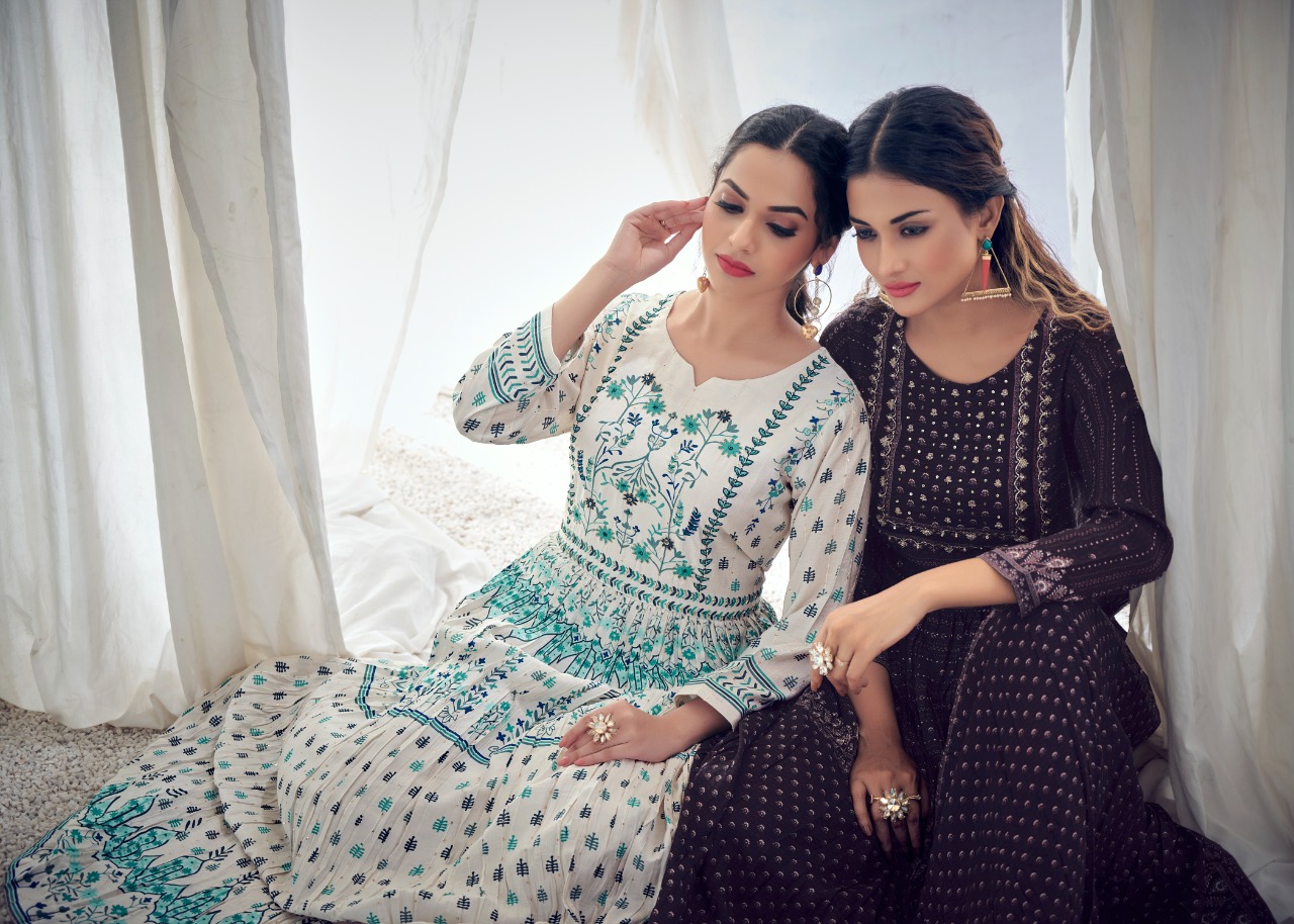 amoha trenza kusum vol1 and kusum vol2 viscose new and modern style kurti catalog