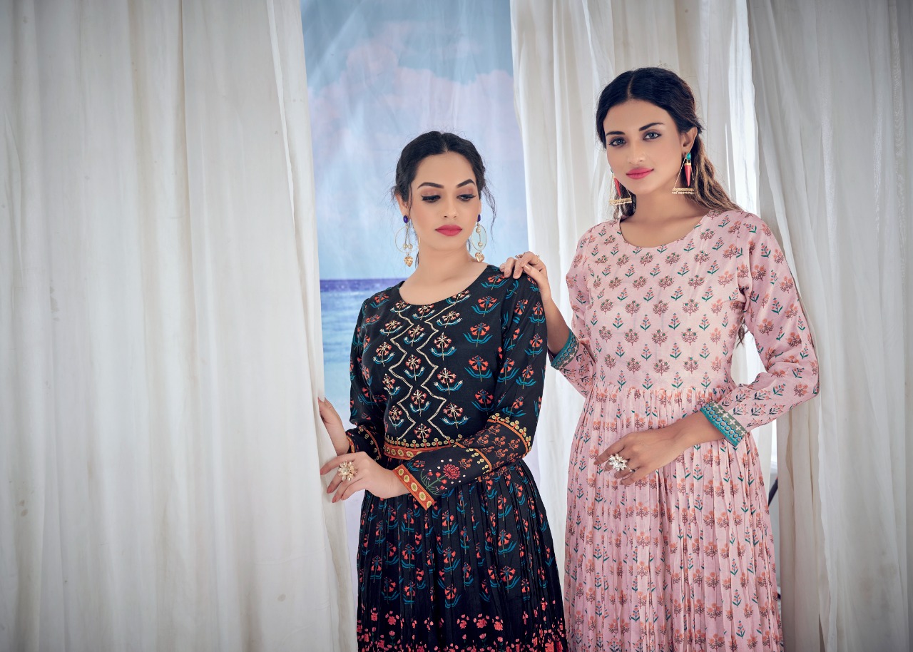 amoha trenza kusum vol1 and kusum vol2 viscose new and modern style kurti catalog