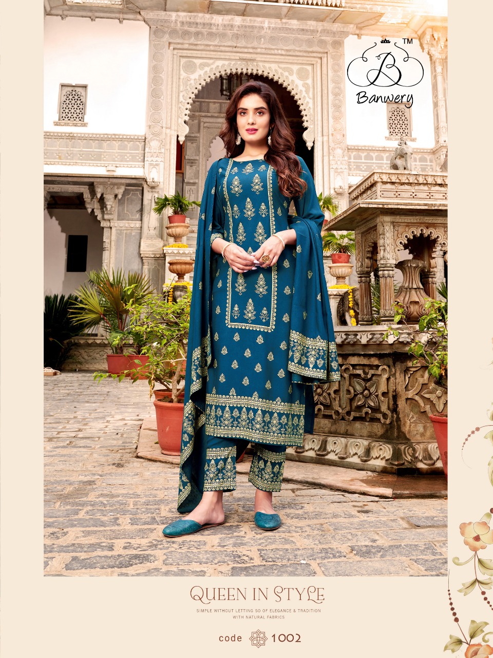 banwery fashion parishi rayon elegant look top pent with dupatta catalog