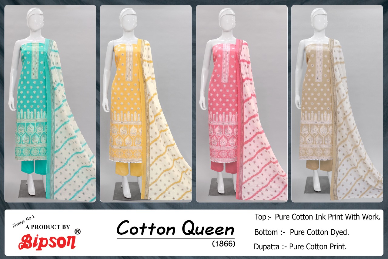 Bipson cotton queen 1866 cotton exclusive print salwar suit catalog