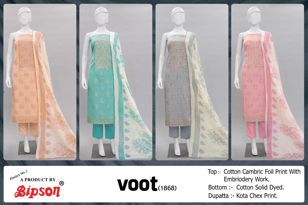 bipson cotton voot 1868 cotton decent embroidary salwar suit catalog