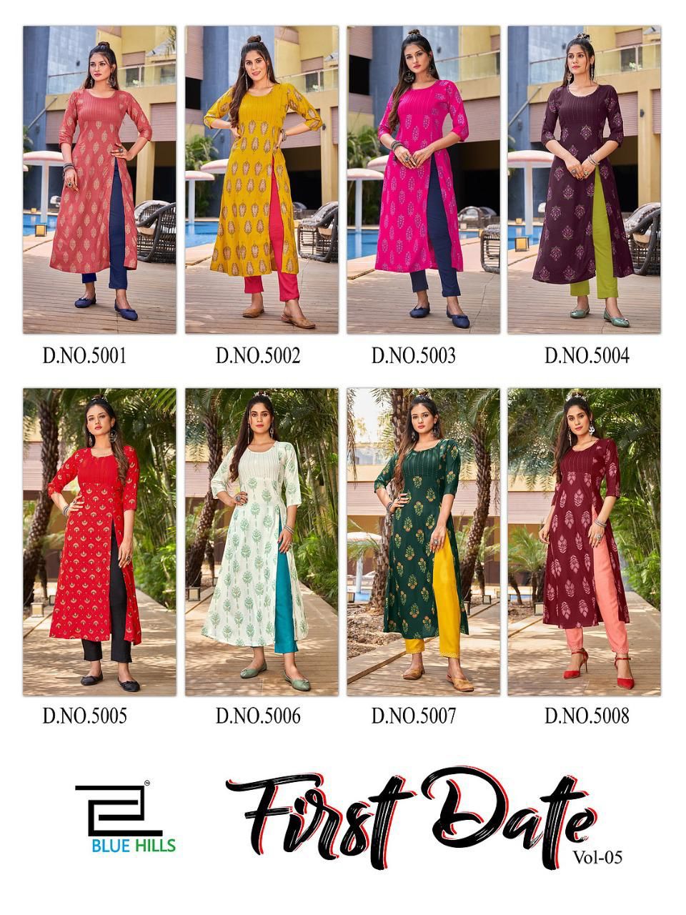 blue hills First date vol 5 rayon new and modern style kurti catalog