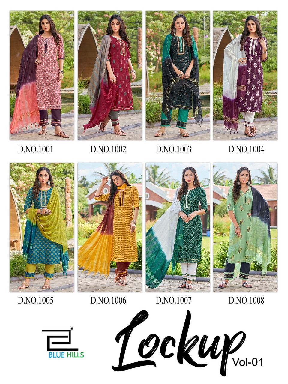 blue hills lockup vol 1 rayon gorgeous look kurti pant with dupatta catalog