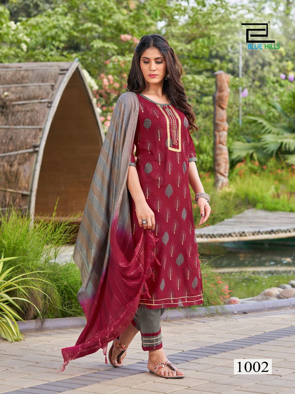 blue hills lockup vol 1 rayon gorgeous look kurti pant with dupatta catalog