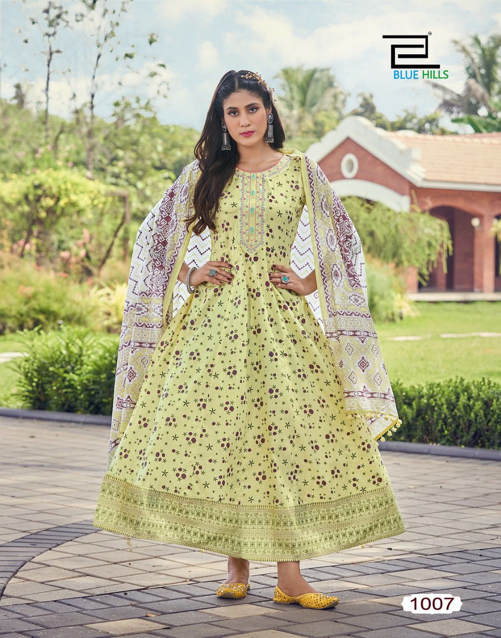 blue hills spotlight vol 1 cotton gorgeous Anarkali  look kurti with dupatta catalog