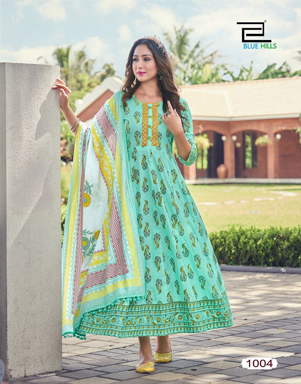 blue hills spotlight vol 1 cotton gorgeous Anarkali  look kurti with dupatta catalog