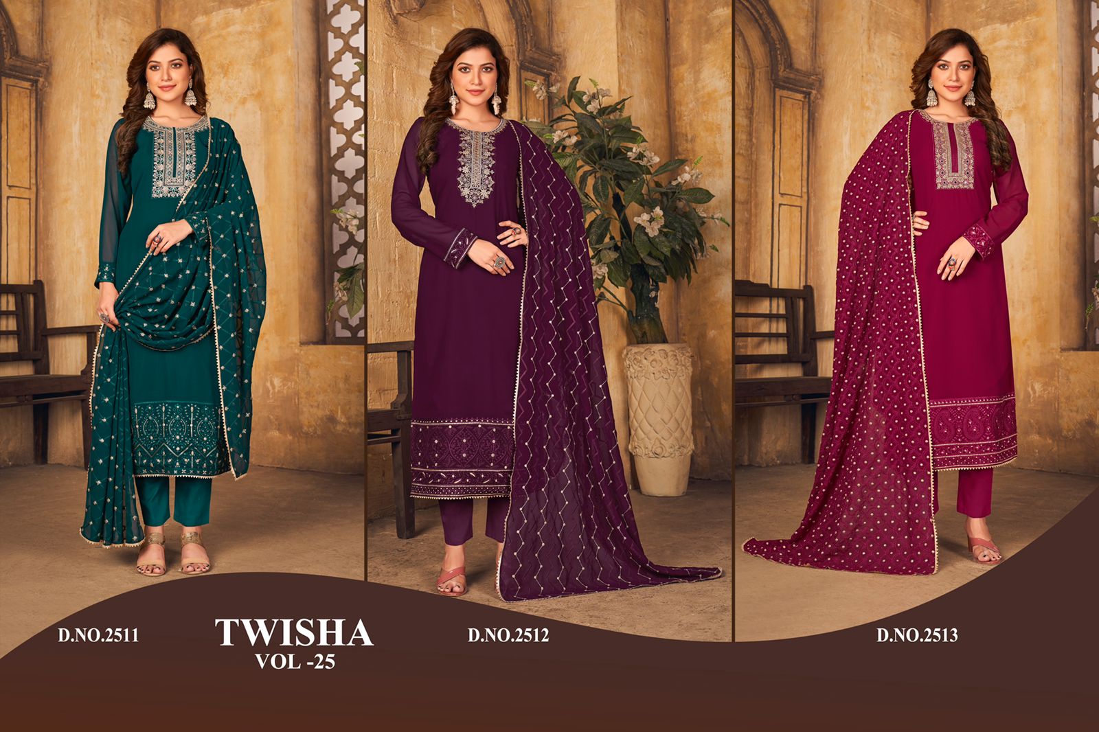 dani twisha vol 25 georgette regal look salwar suit catalog