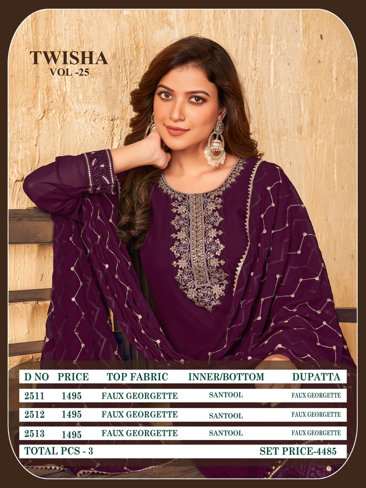 dani twisha vol 25 georgette regal look salwar suit catalog