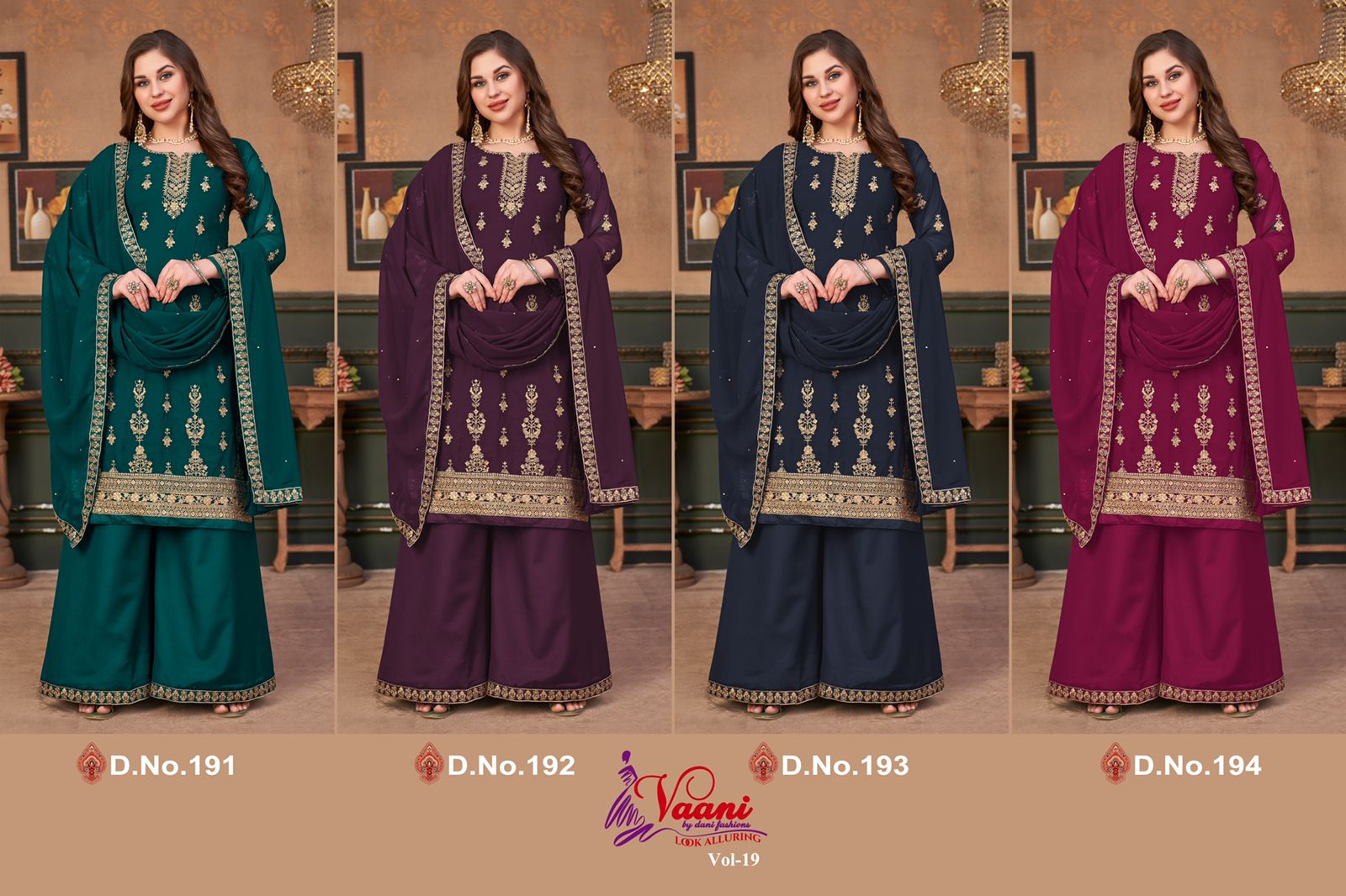 dani vaani vol 19 georgette Regal look salwar suit catalog