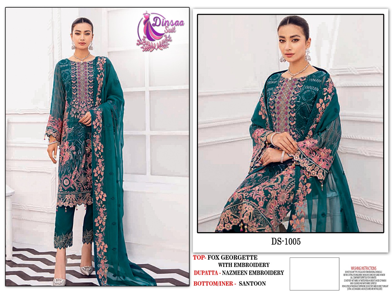 dinsaa suit ds 1005 georgette catchy look salwar suit single