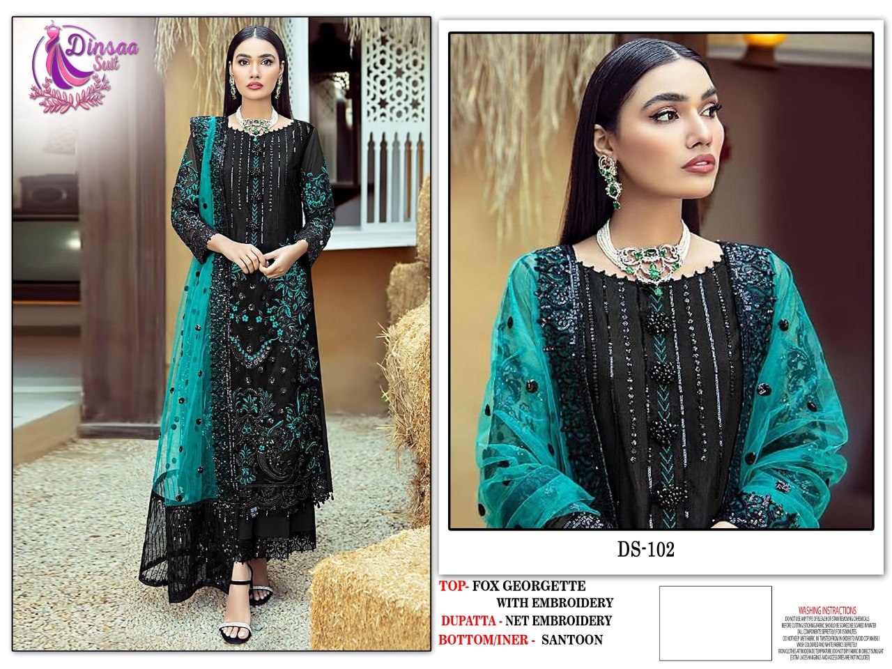 dinsaa suit ds 102 georgette elegant look salwar suit single