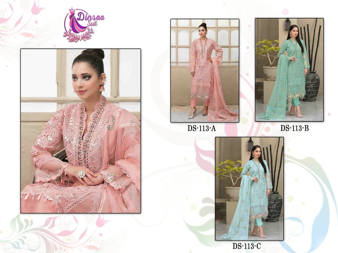 dinsaa suit ds 113 butterfly net elegant look salwar suit catalog