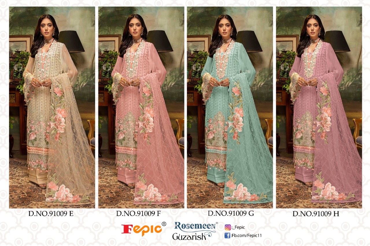 fepic roesemeen 91009 georgette elegant look salwar suit catalog